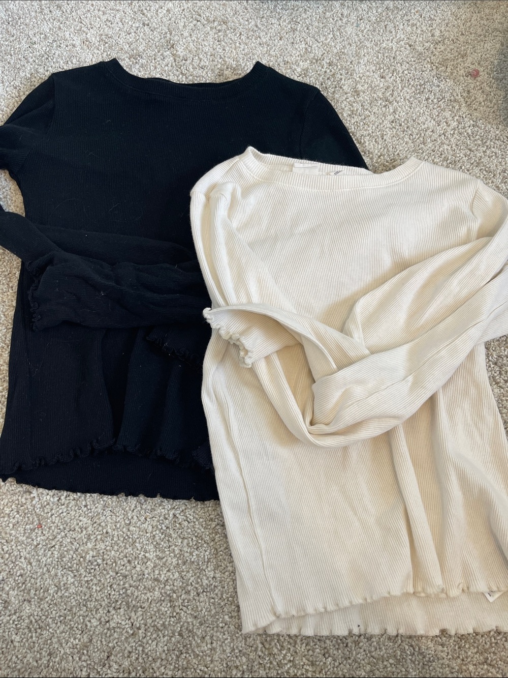Everyday Ribbed Long Sleeve Sweater - Black and Cream